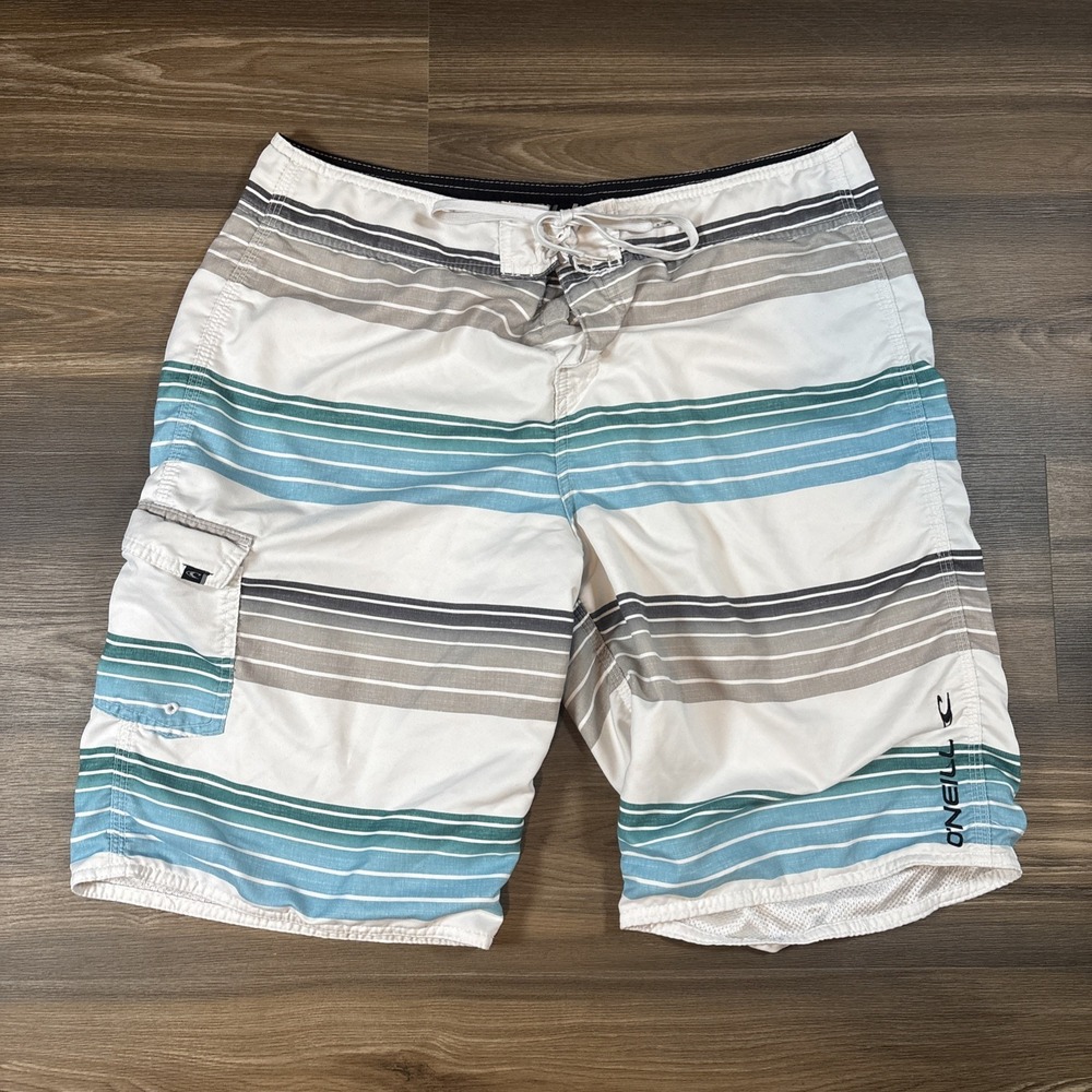O'Neill Stripped Board Shorts With Side Pocket Size 36 - Picture 1 of 5